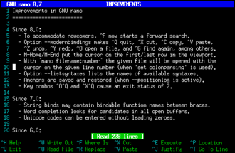 Screenshot of GNU nano version 8.7.