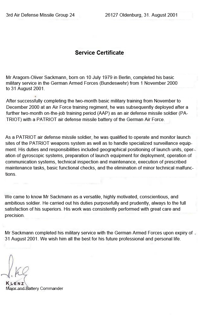 Certificate of Service