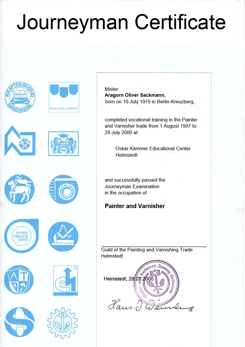 Journeyman’s Certificate
